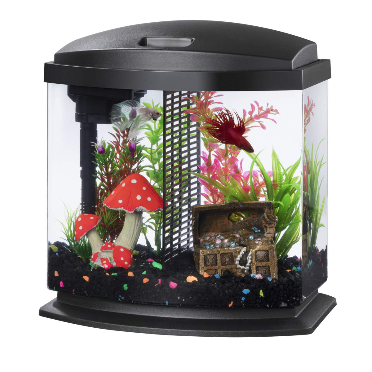 Fyydes Small Aquarium, Adjustable Light Fish Tank, For Small Fishes Betta